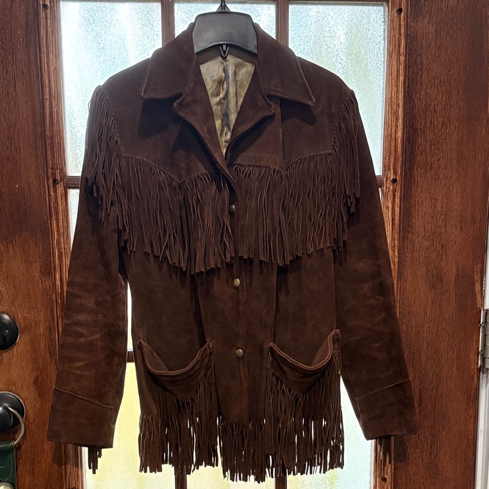 Elegant Brown Suede Fringe Jacket Cimarron vintage jacket